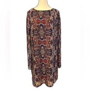 Fire Los Angeles Multicolor Paisley Long Sleeve Dress